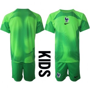 Frankrig Målmand Replika Babytøj Udebanesæt Børn VM 2022 Kortærmet (+ Korte bukser)
